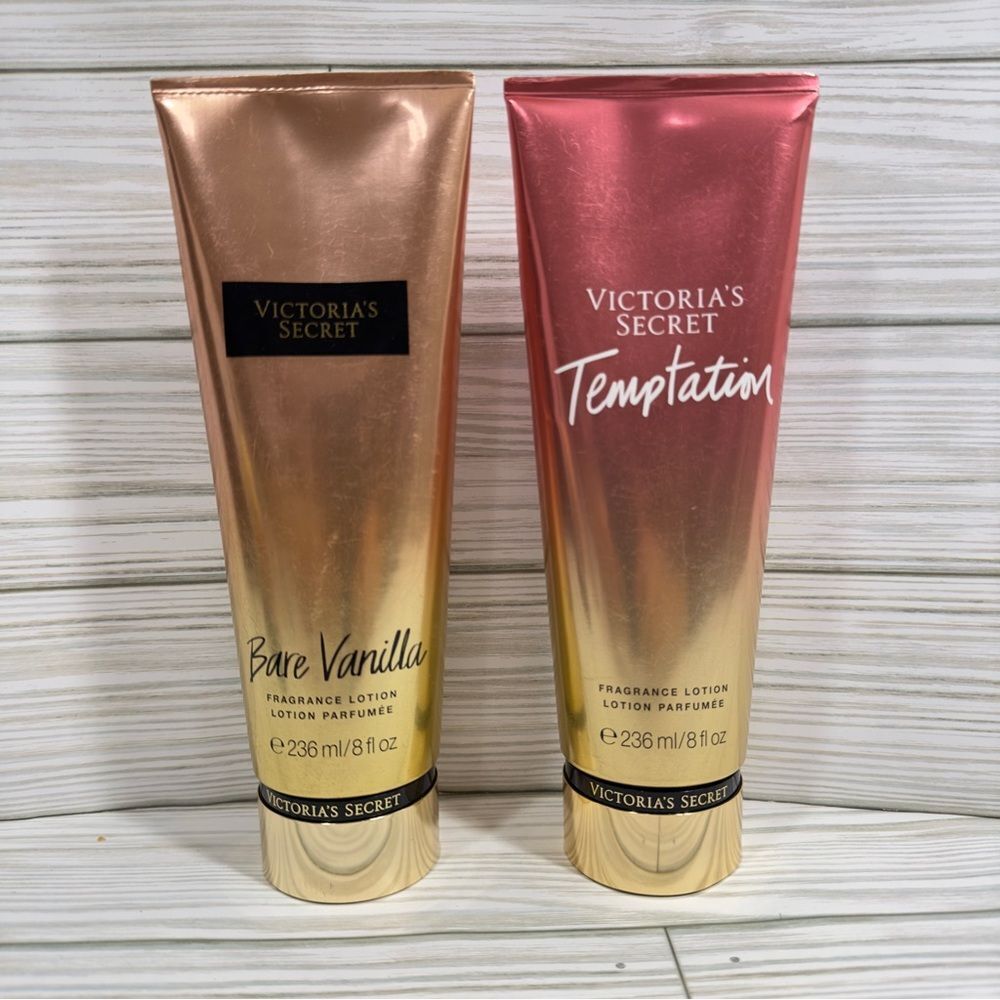 NEW 2 VICTORIA’S SECRET BODY LOTION BARE VANILLA & TEMPTATION‎ SEALED  8FL OZ